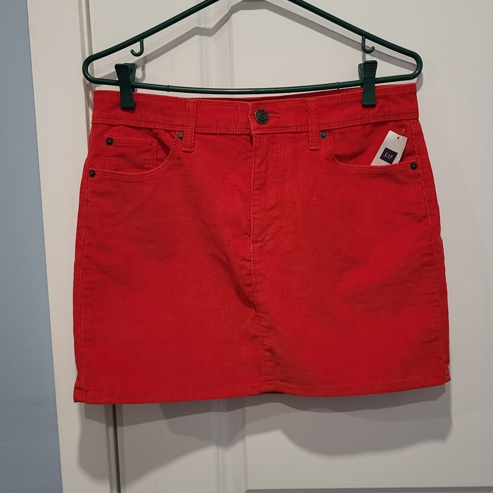 NWT GAP Red Corduroy Mini Skirt